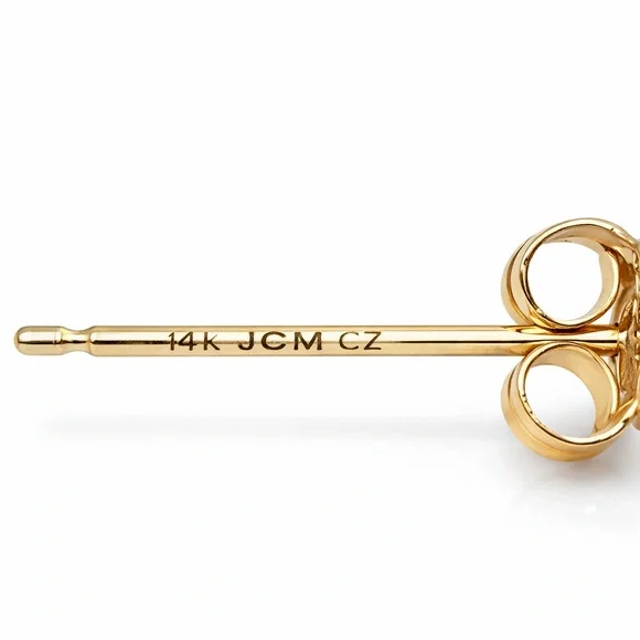 NWOT 14K Solid Gold CZ Solitaire Stud Earrings 5mm - Picture 4 of 4